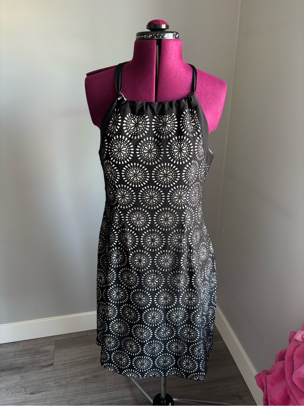 Krimson Klover Black and White Halter-Style Mini Dress